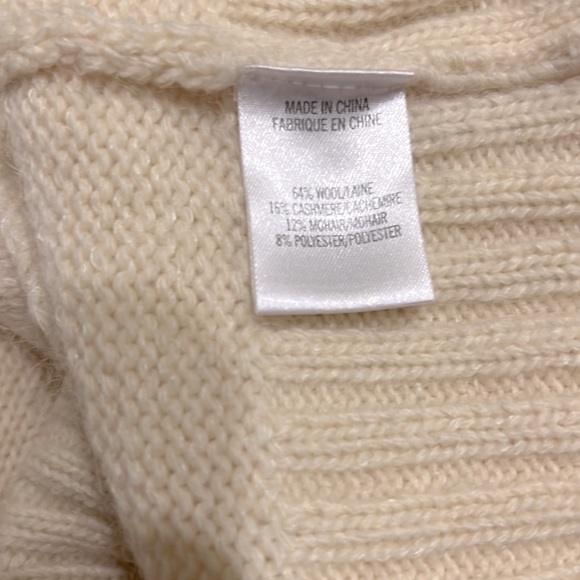 Theory Cream Turtle Neck Sweater Tunic Size Large Short Sleeves - Picture 4 of 5